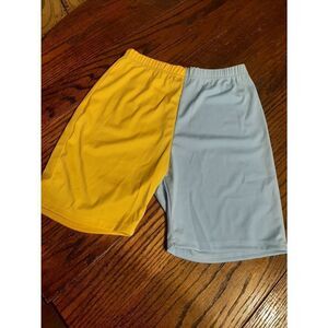 New Large Yellow Blue Color Block 2pc Shorts Short Sleeve Shirt Set Outfit